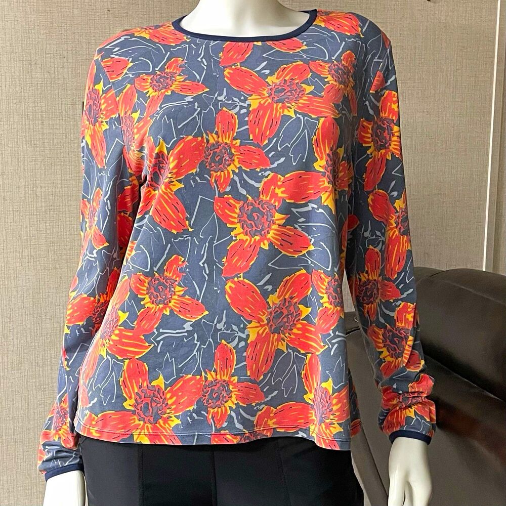 NWOT size xl Hang Ten Women's Floral Sun Shirt Rashguard Zippered Back Pocket